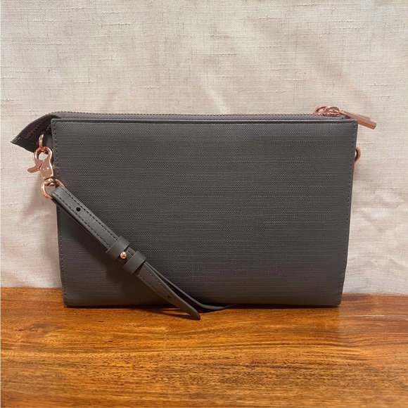 DAGNE DOVER Graphite Gray Coated Canvas 3 In 1 Wallet Clutch & Crossbody Bag - Picture 4 of 16